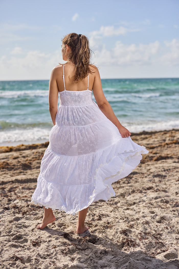 2023w034 white cotton Long Dress New Arrival 2023