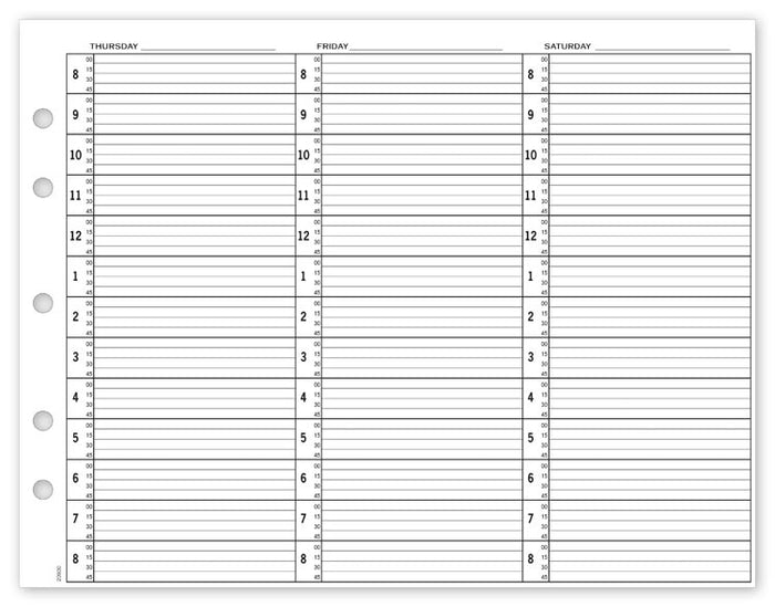 20930 Appt Bk Refill Pages 15 Min 8am-8:45pm 8 1/2 x 11"