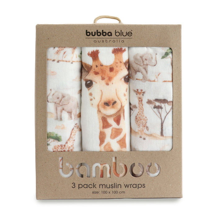 Adventure Bamboo 3pk Muslin Wraps - Bubba Blue Australia