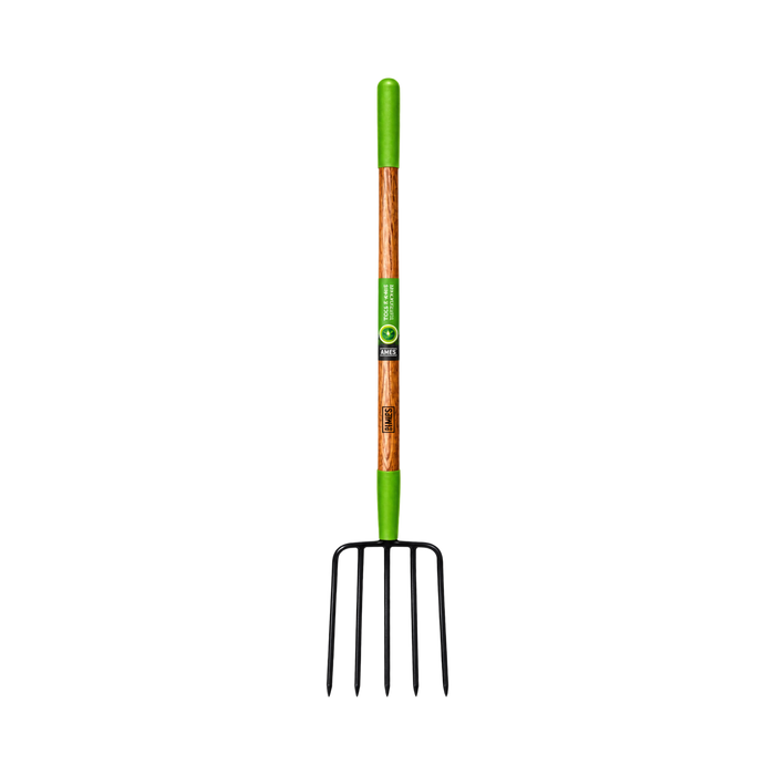 Ames 5 Tine Manure Bedding Pitch Fork 61" Wood Handle