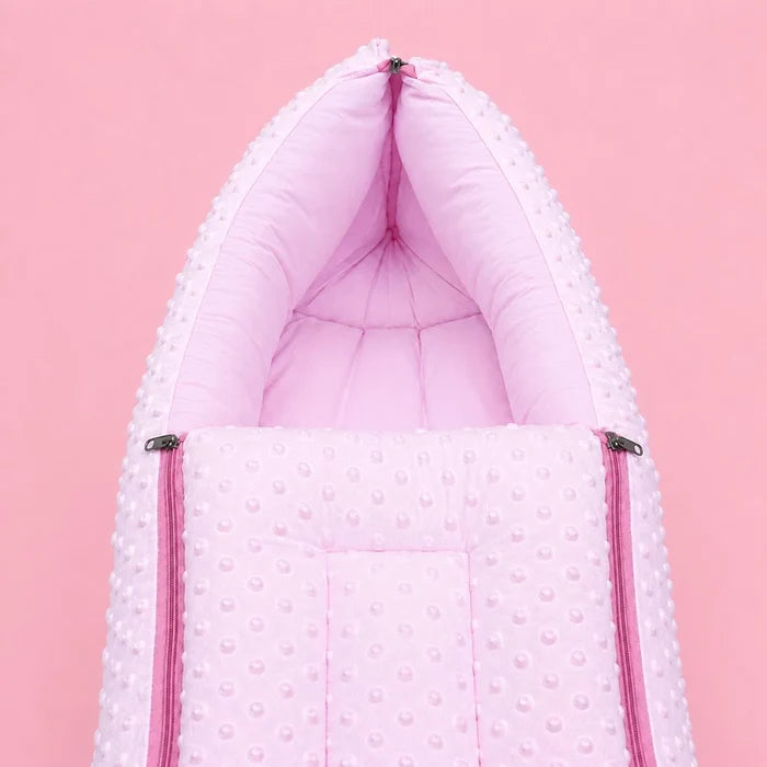 Baby Carry Nest with Dual Side Zipper – Soft & Cozy Newborn Sleeping Bag – Pink | 0–6 Months