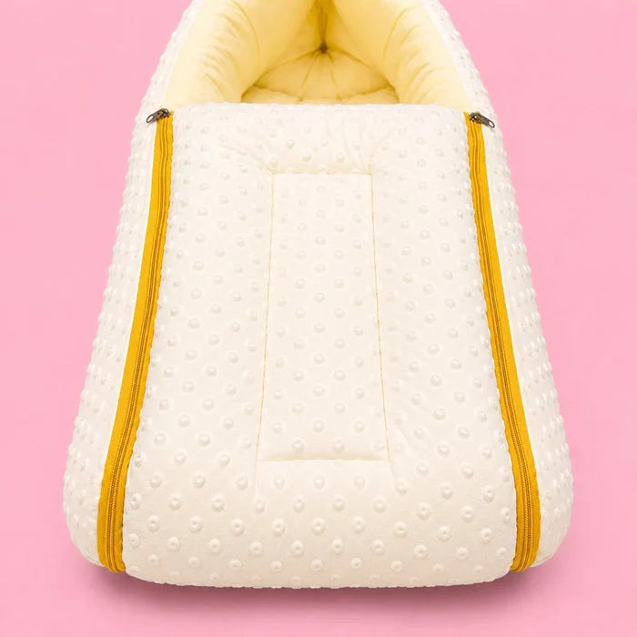 Baby Carry Nest with Dual Side Zipper – Soft & Cozy Newborn Sleeping Bag | Yellow | 0–6 Months