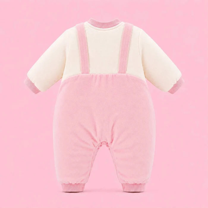 Baby Full-Sleeve Romper | Pink & Cream | 3–6 Months
