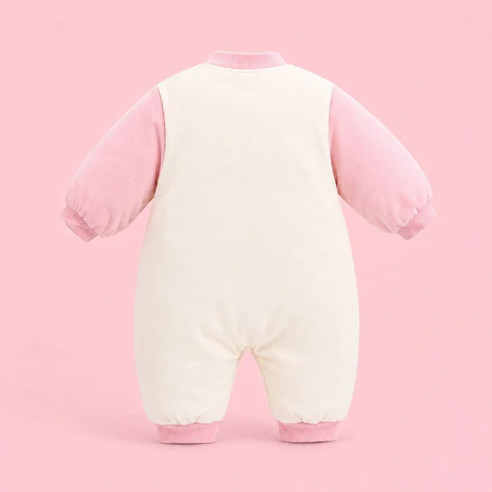 Baby Full-Sleeve Wrap Romper | Cream & Pink | 3–6 Months