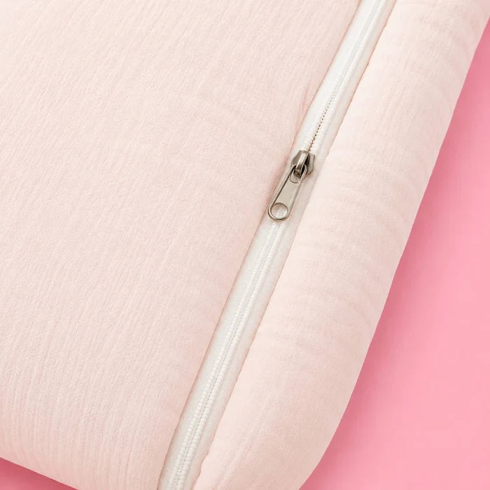 Baby Sleeping Bag & Carry Nest | Crinkled Muslin | Peach | Owl | Newborn Bedding Set | Portable & Travel Friendly | 0–3 Months