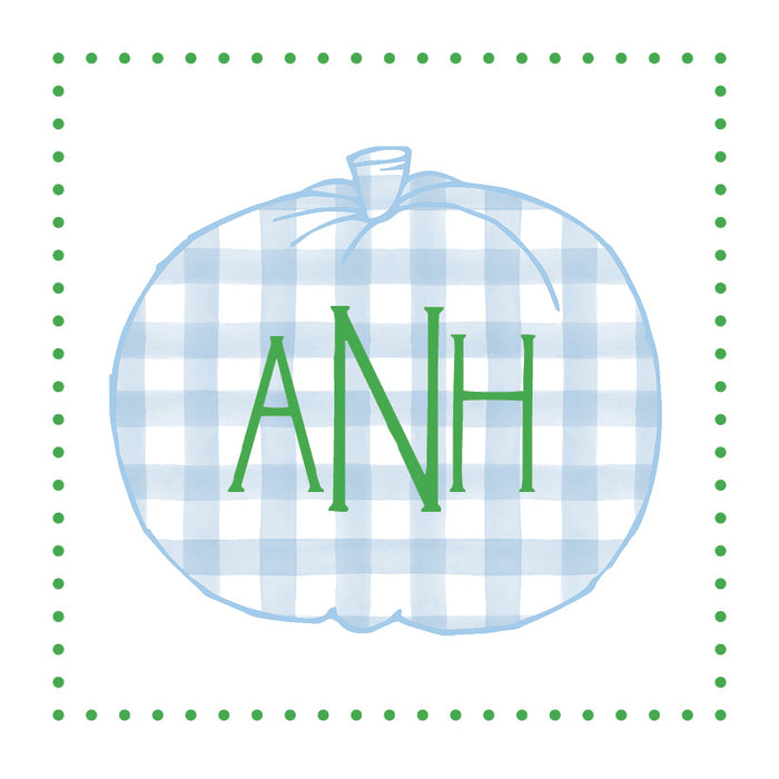 Blue Gingham Pumpkin with monogram
