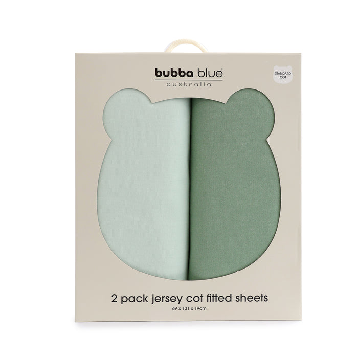 Bubba Sundae 2pk Jersey Cot Fitted Sheets - Greentea - Bubba Blue Australia