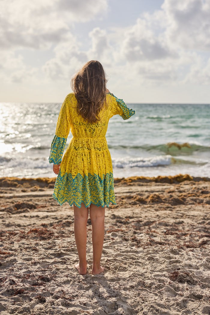 CH-19 Yellow Lace Dress New Arrival 2023 collection