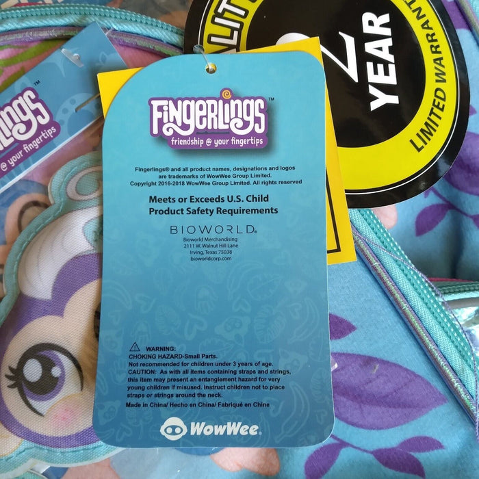 Fingerlings Monkey Backpack 16 Inch Kids School Travel Book Bag Pink Purple
