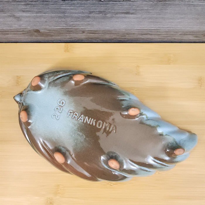 Frankoma Plainsman Woodland Moss Pottery Leaf Dish Bowl Blue Brown Green 12"