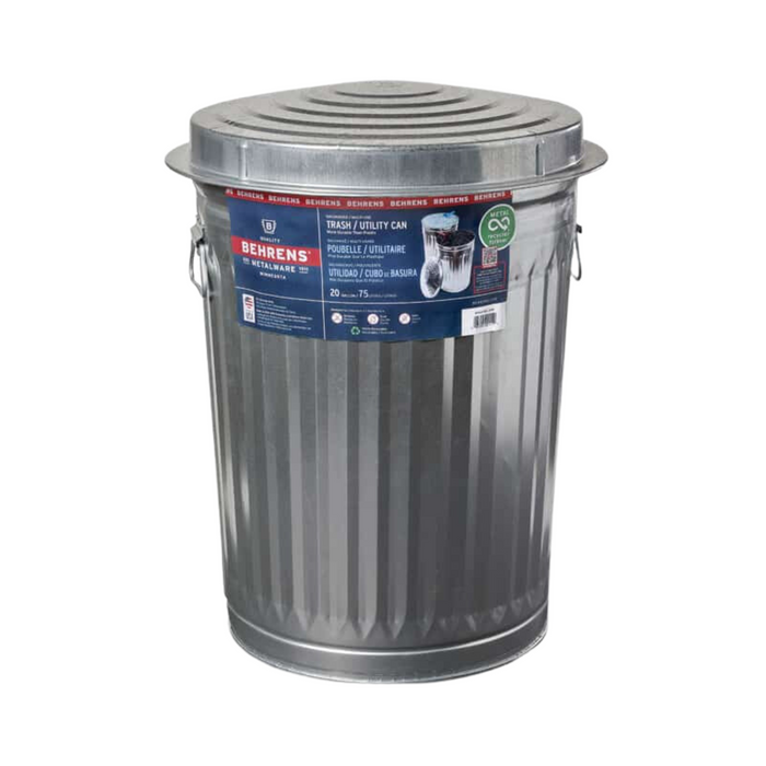 Galvanized Steel Trash Can with Lid - Pittsboro Feed