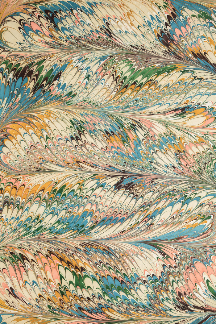Hand-Marbled Flatiron Feathers Gift Wrapping Paper Sheets - Pack of 5