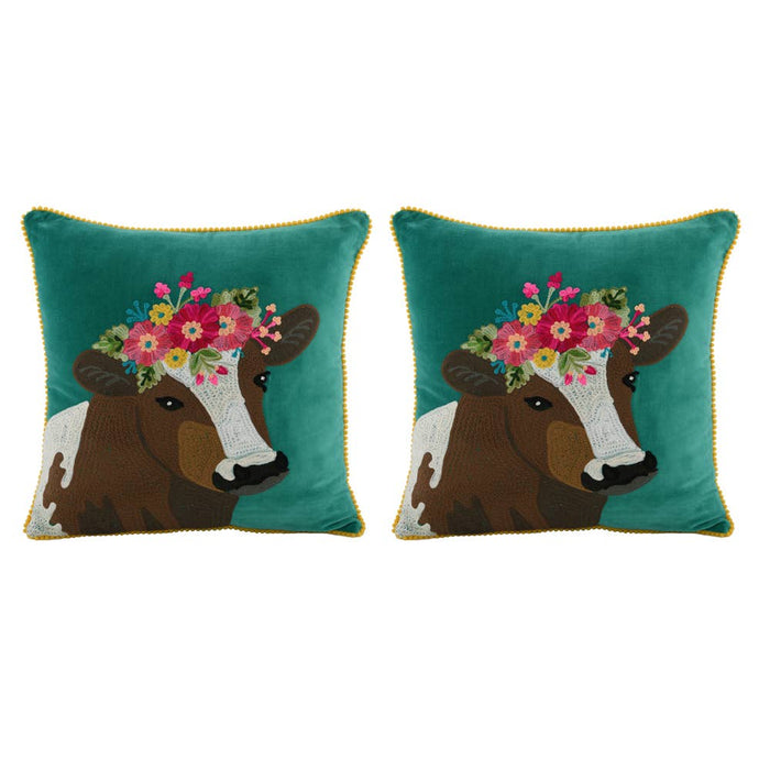 Karma Living COW COTTON VELVET PILLOW