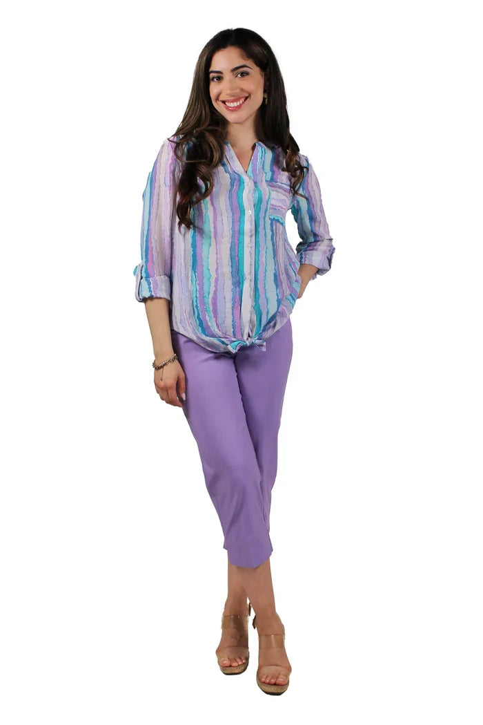 Lapse Orchid Long Sleeve Button Front Blouse