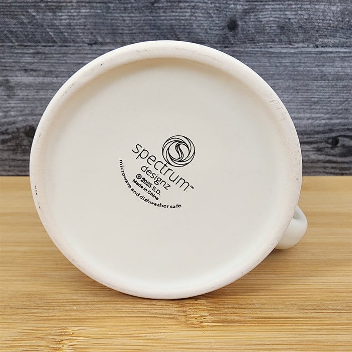 Mom Coffee Mug Ceramic Embossed White Floral Mother Butterfly Tea Cup Blue Sky