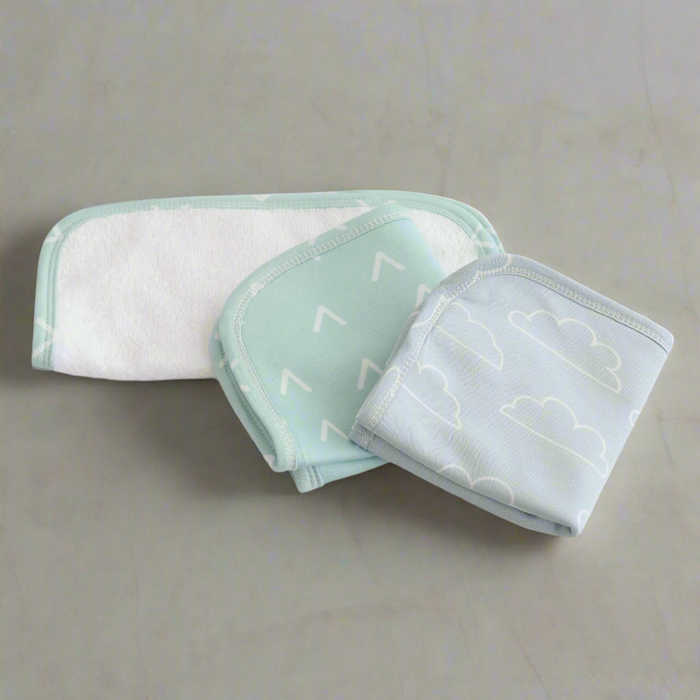 Nordic 3pk Wash Cloth Dusty Sky/Mint - Bubba Blue Australia