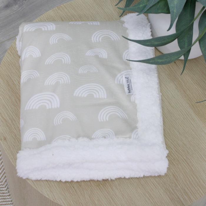Nordic Velour Cuddle Blanket with Fleece Lining - Sand Rainbow - Bubba Blue Australia