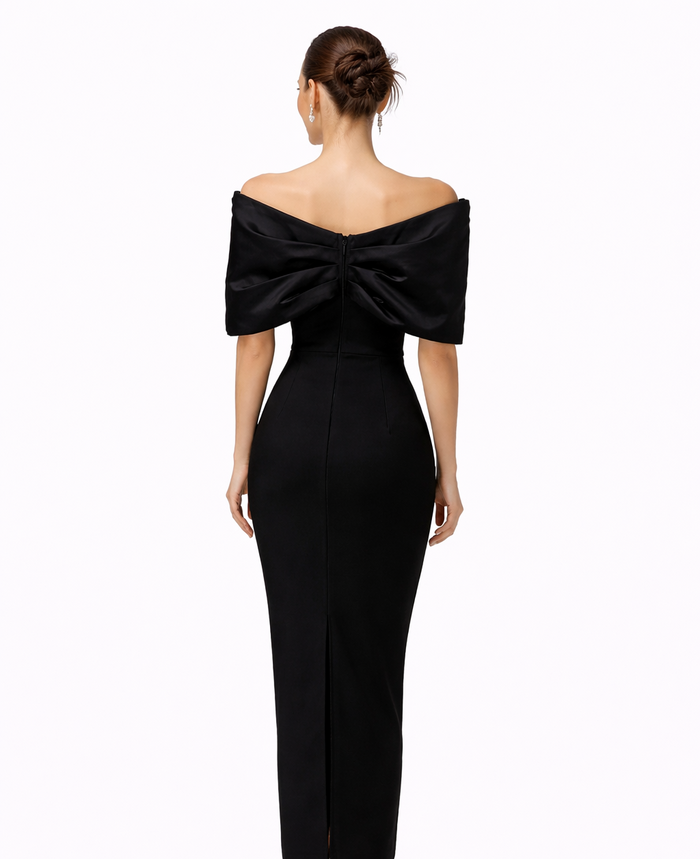 Off-Shoulder Embellished Column Maxi Dress – STELLA