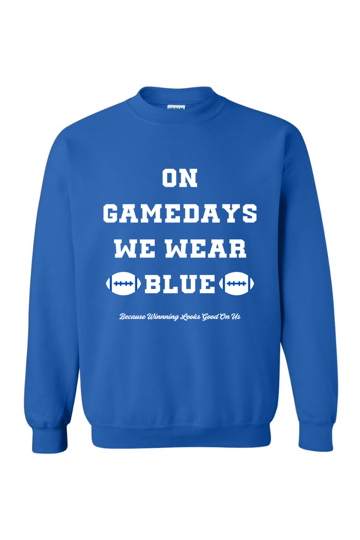 On Game Days Blue Crewneck