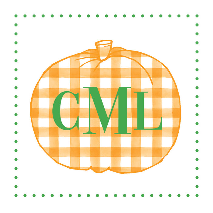 Orange Gingham Pumpkin with monogram