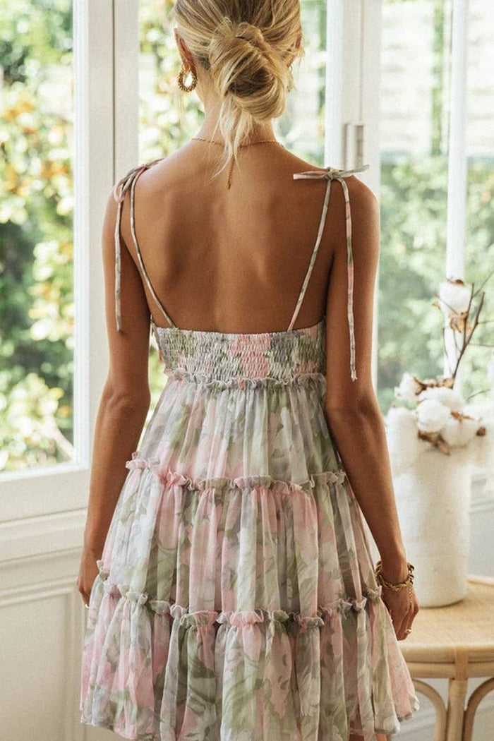 PINK LOW CUT SLEEVELESS MINI DRESS