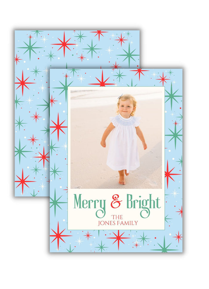 Retro Star Christmas Card (blue)