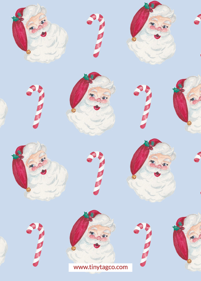 Santa + Candy Cane Christmas Card