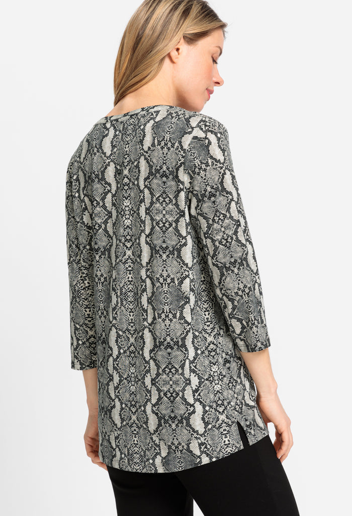 Snake Print V Neck Top