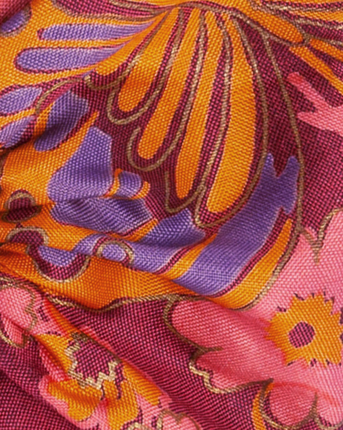 Soleil Floral Print Silk Scrunchie - Butterfly