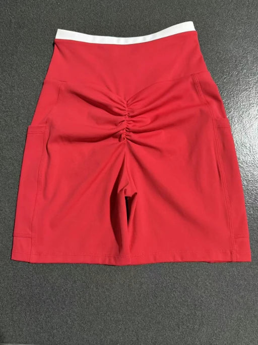 SPARK Color Block Cross Waist Butt Lifting Yoga Shorts TF12197