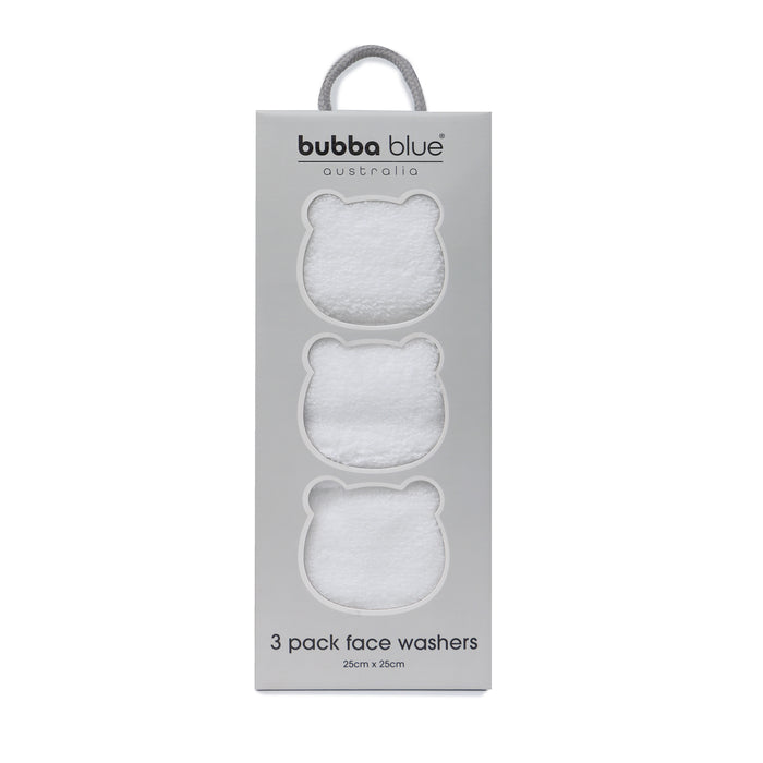 Terrazzo 3pk Baby Face Washers - White - Bubba Blue Australia
