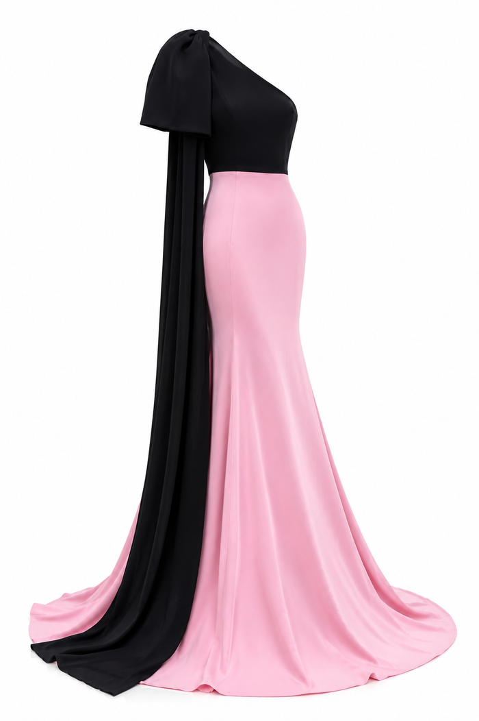 Two-Tone One-Shoulder Mermaid Dress – Roselle