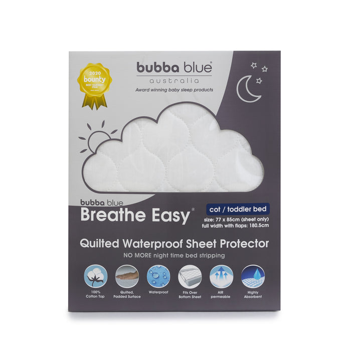 Breathe Easy® Waterproof Sheet Protector - Cot / Toddler Bed - Bubba Blue Australia