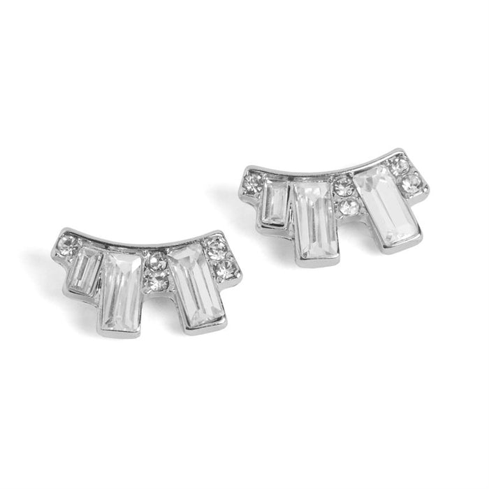 Whispers Baguette Stone Stud Slvr