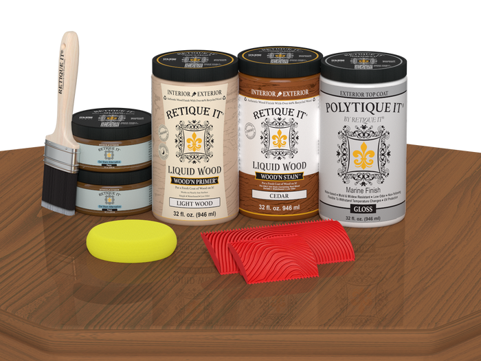 Wood'n Finish Front Door Kit (Double) - Cedar — Gloss kit contents