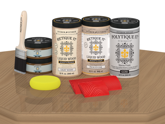 Wood'n Finish Front Door Kit (Double) - Pickled Oak — Gloss kit contents