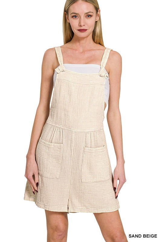 WOVEN DOUBLE GAUZE ACID WASH ROMPER