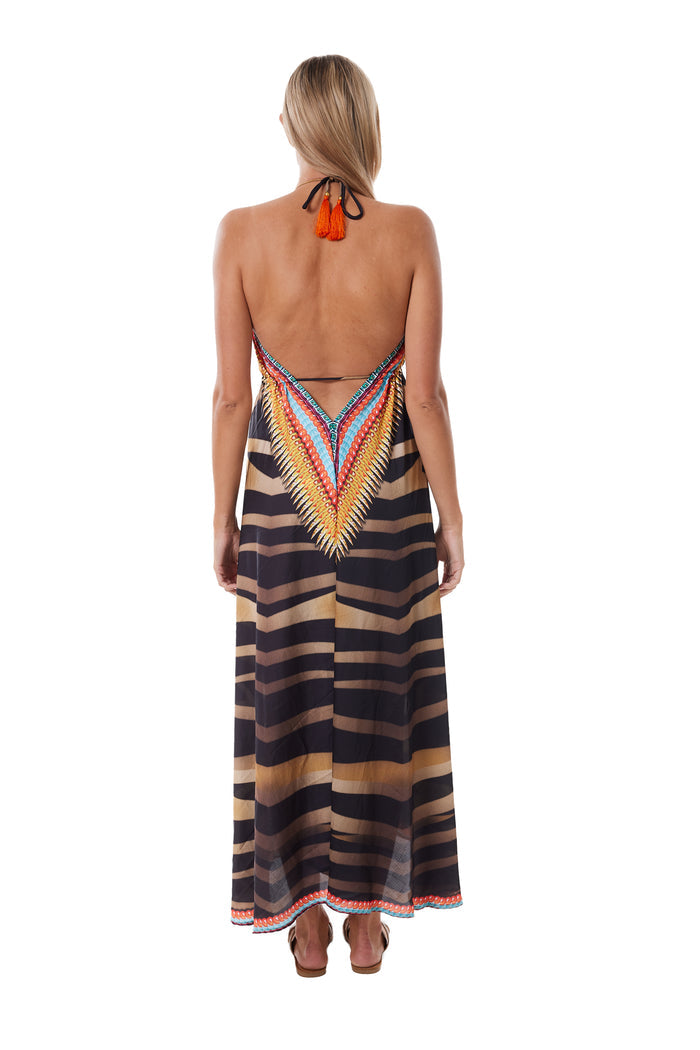 192 Brown halter dress