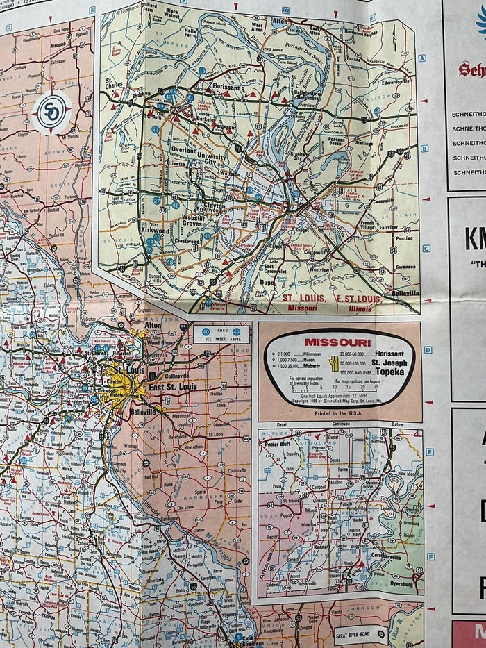 1968 Standard Oil Missouri State Highway Transportation Travel Road Map