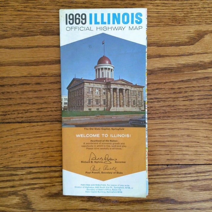 1969 Official Illinois State Highway Transportation Travel Road Map