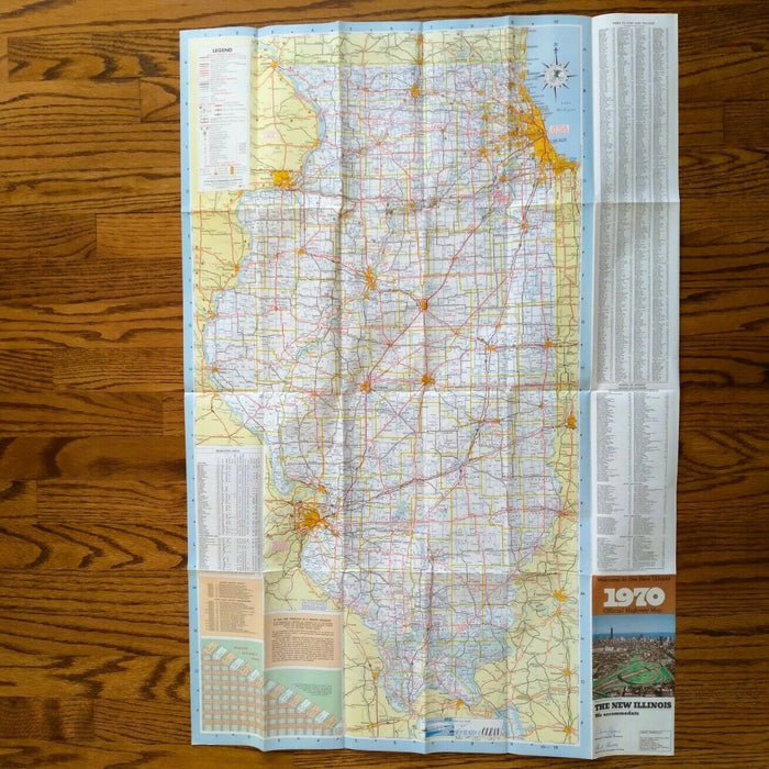 1970 Official Illinois State Highway Transportation Travel Road Map