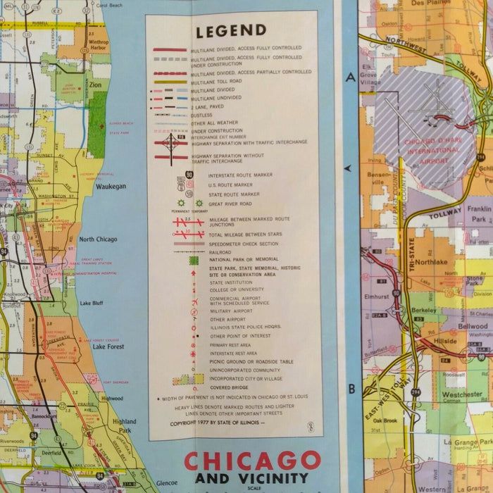 1977-1978 Official Illinois State Highway Transportation Travel Road Map