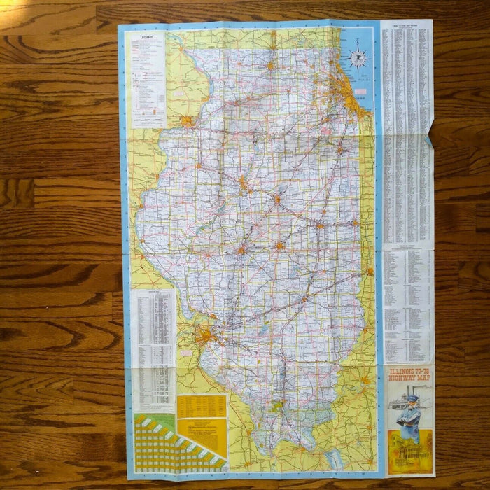 1977-1978 Official Illinois State Highway Transportation Travel Road Map