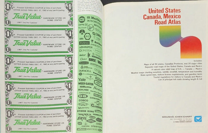 1982 True Value United State Highway Transportation Travel Road Map Atlas