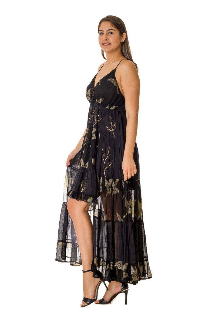 2023 NEW COLLECTION AK 886 black high low viscose dress - NEW ARRIVAL