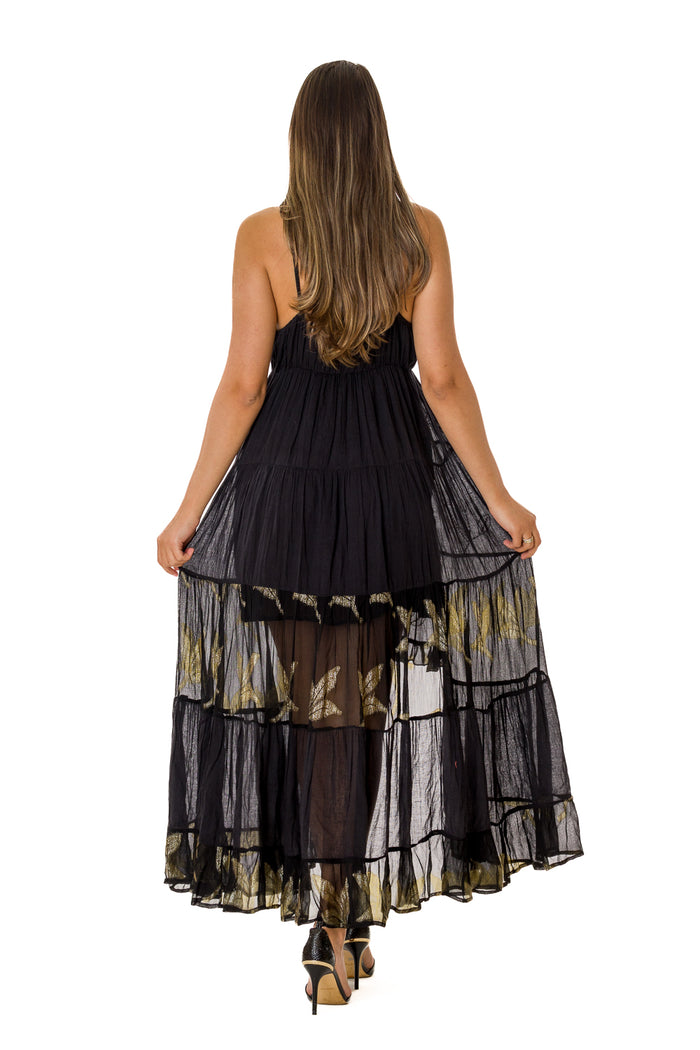 2023 NEW COLLECTION AK 886 black high low viscose dress - NEW ARRIVAL