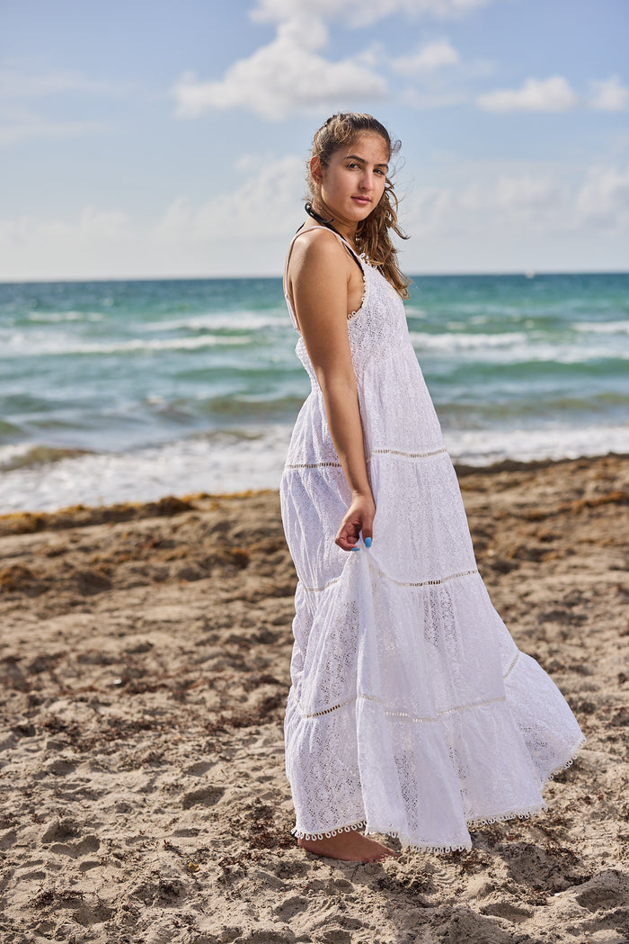 2023-V251 white cotton Dress - New Arrival