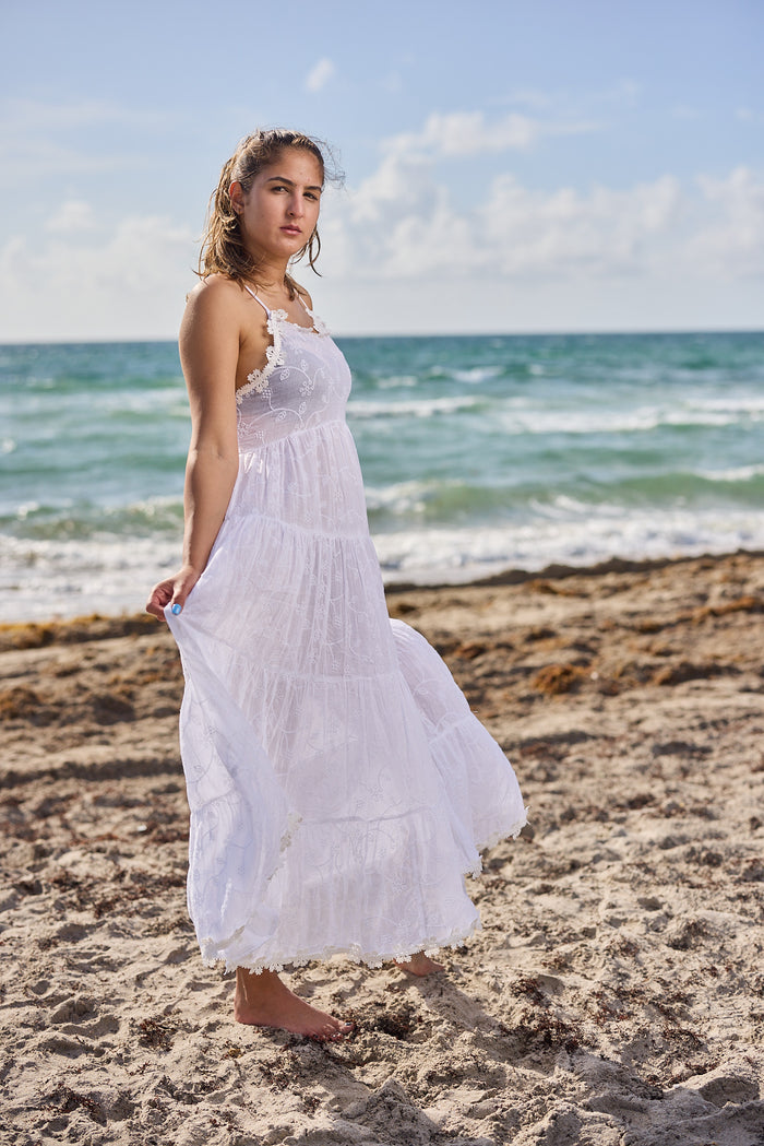 2023w034 white cotton Long Dress New Arrival 2023