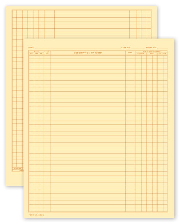 20915 Dental Continuation Form for Folder Style Records Large Buff 8 x 9 1/2" QTY 250