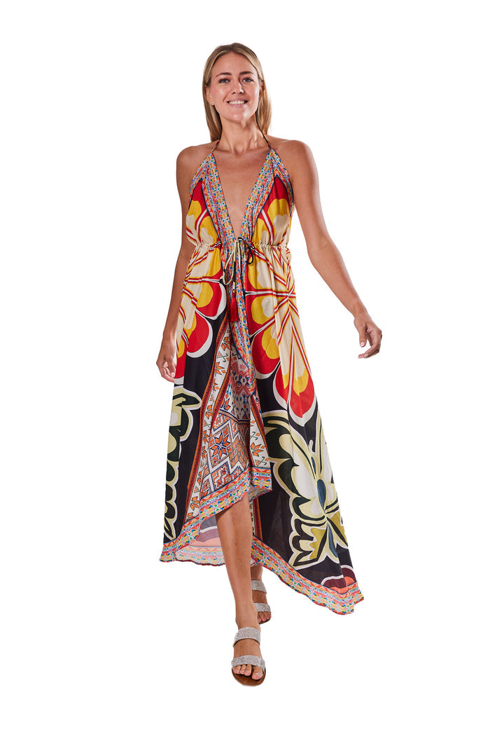 240 big flower halter dress